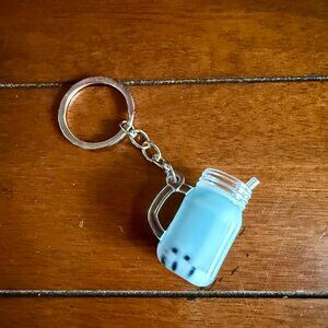 NEW BLUE mini boba tea keychain, Hang on keys, backpack, or handbag